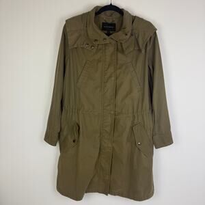 Banana Republic Womens Military Utility Hooded Olive Green Parka Long Coat Small